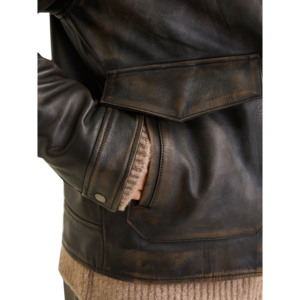 OEM más vendidos personalizados de los hombres negro B3 chaqueta de cuero genuino de alta calidad bajo MOQ invierno calentado impermeable - Product Image 3