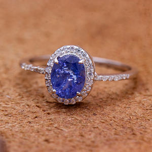 Piedra preciosa de corte ovalado de tanzanita Natural con circonita cúbica, anillo hecho a mano de Plata de Ley 925, joyería de moda, piedra natal para venta al por mayor - Product Image 5