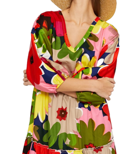 Vente à l'exportation de vêtements et accessoires Robe longue à fleurs multicolores avec des tailles personnalisées pour un look chic et moderne d'Inde - Product Image 5