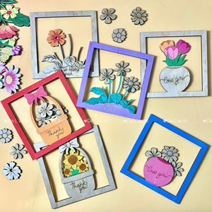 Delarchi Cadre photo floral élégant pour la décoration intérieure Mariages et cadeaux Cadre photo à fleurs colorées Support pour téléphone portable - Product Image 1