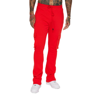 กางเกงสเวตเตอร์คาร์โก้แบบเรียงซ้อนสีแดงของผู้ชายสไตล์ลำลองเอวยางยืดแบบปรับแต่งได้ตามต้องการมากที่สุด - Product Image 4