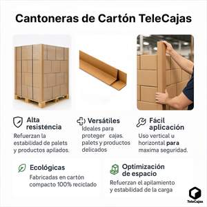 Cantoneles Protectores de Cartón Reciclado 120 cm x 4 cm, Refuerzo de Bordes y Esquinas para Palets y Embalajes - Product Image 6