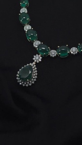 สร้อยคอทองคำแท้สีเขียวมรกตกับ labgrown CVD 14K เครื่องประดับสร้อยคออัญมณีสีทอง - Product Image 5