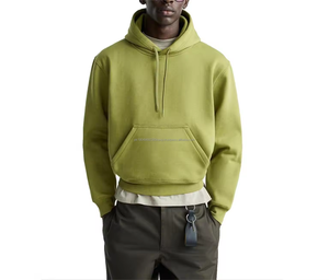 Sudadera con capucha corta de corte holgado con logotipo personalizado bordado, sudadera corta de algodón tipo felpa francesa con cremallera - Product Image 1