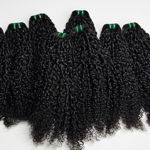 Extensiones de Cabello Natural Negro Corto y Rizado, Cabello Virgen Camboyano, Rizo Pixie, Doble Trama, Puntas Completas, para Hacer Pelucas - Product Image 1