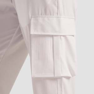 Women's White Cargo <b>Trousers</b> Breathable Casual Pants with <b>Elastic</b> <b>Waist</b> Mid <b>Waist</b> Wrinkled Technics Cargo Pant Style - Product Image 6