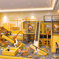 Aire de jeux intérieure personnalisée pour enfants Diggerland, centre de jeu avec piscine à sable, excavatrice, grue, camion et mur de sable