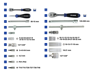 1/4 "Dr. 1/2 "Dr. Juego de enchufes de 61 piezas con enchufe de bujía y trinquete de 60T para mecánicos - Product Image 6