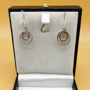 ต่างหูเงินสเตอร์ลิงทำด้วยมือ925ลวดบิดโรสควอตซ์อัญมณีเพชรหลักสำหรับงานเลี้ยงงานแต่งงานหรือของขวัญเจ้าสาว - Product Image 2