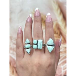 Southwest-Inspired Paloma & Sterling Silver <b>Adjustable</b> Fashion <b>Ring</b> with Turquoise Hand-Shape Bezel Setting Gift - Product Image 4