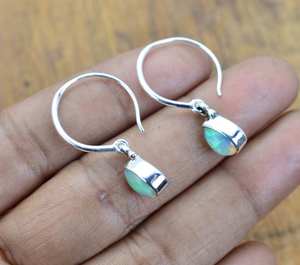 Ethiopian Opal Earrings Handmade Sterling Silver Hoop Earring Natural Fire Opal Jewelry Gift - Product Image 5