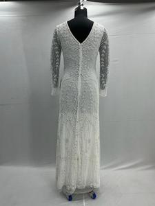 Robe de cocktail d'été antistatique pleine longueur pour dames élégantes perles brodées en poly-maille respirantes pour soirée - Product Image 6