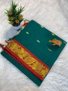 ส่าหรีผ้าไหมคอตตอนเนื้อนุ่มแบบดั้งเดิมสวยล่าสุดเสื้อสตรีมีสไตล์สุดพิเศษเสื้อผ้าเจ้าสาวสำหรับงานเลี้ยงแฟนซีปาร์ตี้งานแต่งงาน - Product Image 4