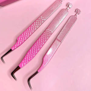 Precision Bottom Design Slant Tip Ergonomic Bottom Grip Anti-Static & Durable Stainless Steel Eyelash Tweezers - Product Image 3