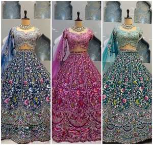 เครื่องแต่งกายเจ้าสาวที่สวยงาม lehenga choli สำหรับผู้หญิงดีไซน์แบบดั้งเดิมงานปักพร้อม dupatta พร้อมส่งสำหรับงานแต่งงาน - Product Image 1