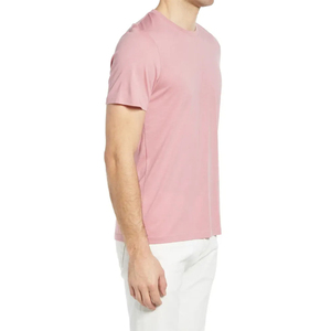 Camiseta de Manga Corta para Hombre, Cuello Redondo, Color Rosa, Corte Regular, Color Sólido, Informal, Tejido de Punto Jersey, 100% Algodón - Product Image 3