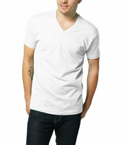 Wholesale Mens <b>V</b> <b>Neck</b> <b>T</b> <b>Shirts</b> 100% Cotton Eco-Friendly Breathable <b>White</b> Blank Slim Fit Plain Tee Custom Logo Printing Soft - Product Image 2