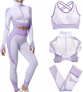 Conjunto de Yoga de 3 piezas para mujer, Top con cremallera, traje deportivo, sujetador, ropa de entrenamiento, conjuntos de Fitness, ropa deportiva, conjunto de gimnasio, ropa de Fitness transpirable - Product Image 3