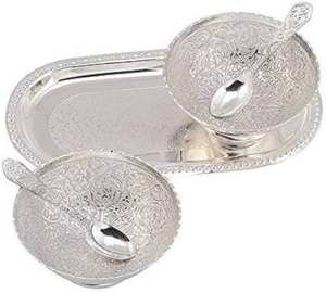 Juego de Vajilla de Metal, Bandeja para Servir, Tazón, Cuchara para el Hogar u Hotel, Tazón Decorativo para Frutos Secos - Product Image 1