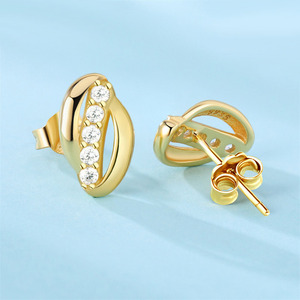 Pendientes de Plata de Ley S925 con Incrustaciones de Piedras Geométricas, Elegantes y Versátiles, Estilo Europeo y Americano. - Product Image 3