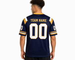 Men's American Football Jersey Navy Gold Mesh V-Neck Breathable Team Name Print Regular Fit Adult Youth <b>Sports</b> <b>Apparel</b> - Product Image 2