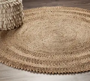 Bestseller Nature4u Schöne hand gewebte runde Jute Boden geflochtene Wende Teppich Teppich in 3 'Fuß Durchmesser Boho Dekor