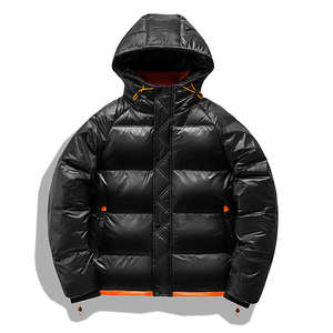 Puffer Football Veste Hommes Toile Col Montant Avant Chaud À Capuche Coupe-Vent Manteau Haute Qualité Pardessus Longueur Régulière Street Wear - Product Image 6