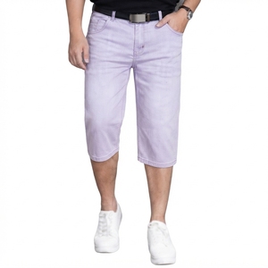 Shorts en jean décontractés pour hommes, longueur genou, en coton, coupe décontractée, vêtements streetwear d'été - Product Image 1