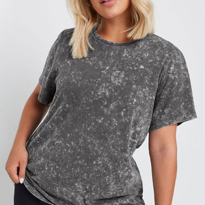 Camiseta personalizada 100% de algodón con lavado ácido para mujer, Camiseta de cuello redondo a la moda para ropa informal de verano y uso al aire libre, recién llegado - Product Image 6