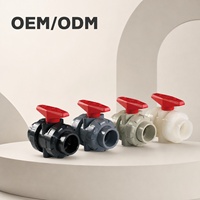 Vanne à boisseau sphérique double union en PVC norme DIN, 40mm-100mm, soudure à emboîtement, personnalisable OEM