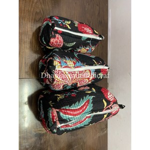 ชุดกระเป๋าซิปผ้าคอตตอน100% 3ชิ้นพร้อมด้ายสำหรับกระเป๋าเครื่องแป้งกระเป๋าจัดระเบียบเครื่องสำอางอเนกประสงค์สำหรับผู้หญิงขนาดเล็กของขวัญสำหรับเจ้าสาว - Product Image 3