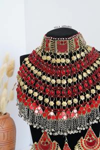 Ensemble de mariée artisanal traditionnel afghan de couleur rouge avec des pierres pour les femmes afghanes - Product Image 6