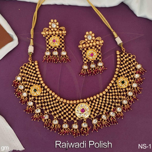 Kemp <b>Jewelry</b> Rajwadi Plated Wedding Wear Fancy Beautiful Look Kemp Necklace Set - Product Image 1