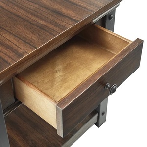 Mesita de noche personalizada clásica rústica con cajón de estantería de hierro de madera maciza Natural de alta calidad mesas de centro de alta calidad - Product Image 3
