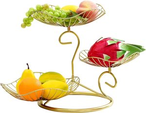 Support de corbeille à fruits de luxe en fil métallique à 3 niveaux pour utilisation en garage-Rangement organisateur de pain et de légumes - Product Image 5