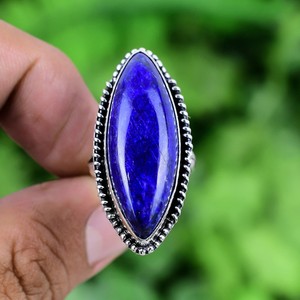 Anillo de lapislázuli al por mayor, Plata de Ley 925, anillo de piedras preciosas bohemio hecho a mano, lapislázuli genuino, joyería de plata a granel para negocios - Product Image 4