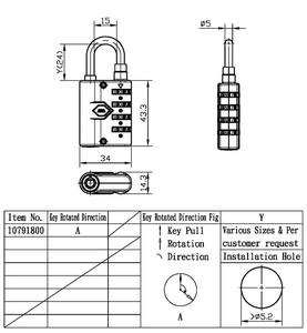 ¡Candado de alta seguridad para equipaje con llave de cerradura de combinación de 4 dígitos en acero y aleación de zinc para uso en puertas y viajes a la venta! - Product Image 5