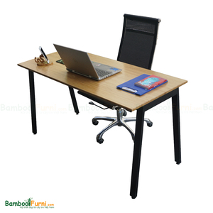 BFATB003 AtonBamboo 140x60cm Computer Desk with Durable Metal <b>Iron</b> Legs Assembled Storage Features - Product Image 4