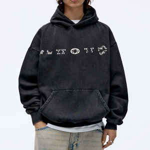 Hip Hop Boxy Fit Acid Wash Hommes Hoodies & Sweatshirts DTG Imprimer Poids Lourd 500GSM Épais French Terry Vintage Hoodies - Product Image 1