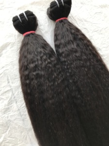 Extensions de cheveux humains vierges indiens, 28 pouces, lisses et crépus, double trame, pour femmes, noires, prix de gros - Product Image 4