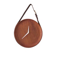 Jam Dinding Kulit Buatan Tangan Desain Prancis Vintage Mini Gaya Antik Dekoratif untuk Rumah Kedai Kopi Seni Dinding FD0000189