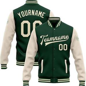 Veste universitaire en cuir/laine de haute qualité pour homme avec manches en polyester/coton Logo personnalisé sur le devant Veste de baseball d'hiver - Product Image 5