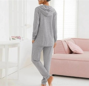 Women <b>Two</b> <b>Piece</b> <b>Sets</b> Outfit Long Sleeve Hooded Top + Drawstring Pants <b>Lounge</b> Tracksuit <b>Set</b> - Product Image 1