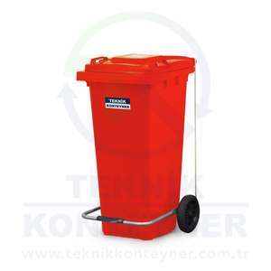Venta caliente de lujo 120L contenedor de residuos de plástico rojo con estructura de pie y Pedal de alta calidad mejor producto - Product Image 2