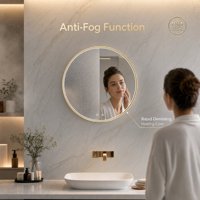 Miroir de salle de bain LED rond en aluminium écologique de 600 mm, personnalisé, doré, vente en gros, fournisseur et fabricant