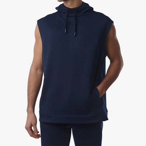 Navy Blue Color Sleeveless <b>Workout</b> Wear Pullover <b>Hoodie</b> For Men's Clothing Cheap Price Low MOQ - Product Image 1