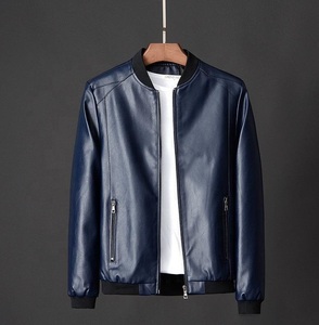 Derniers modèles Vestes en cuir pour hommes Conceptions personnalisées Oem Vestes en cuir teintées de couleur unie avec fermeture à glissière Vestes de style bombardier - Product Image 4