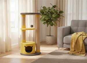 Arbre à chat Amistar Classic Rustic en bois avec design écologique, construction durable et emballage en carton pour les explorateurs félines audacieux - Product Image 5