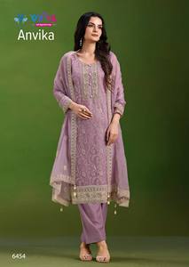 Vipul Anvika Chiffon Crinkle Broderie Travail Salwar Kameez Costumes Catalogue complet disponible au tarif de gros. - Product Image 4