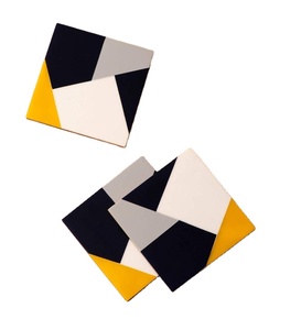 Unique Resin Square Coasters in <b>White</b> Custom High Quality Acacia Wood and Epoxy Resin Coaster Set Drink Tea Coffee Coasters - Product Image 1